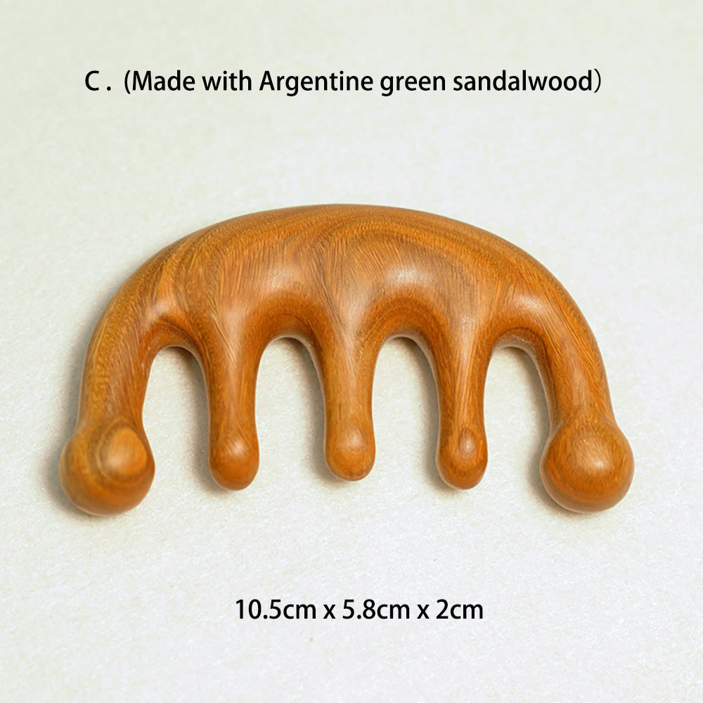 Premium Green Sandalwood Massage & Scraping Comb for Health Hair Therapy
