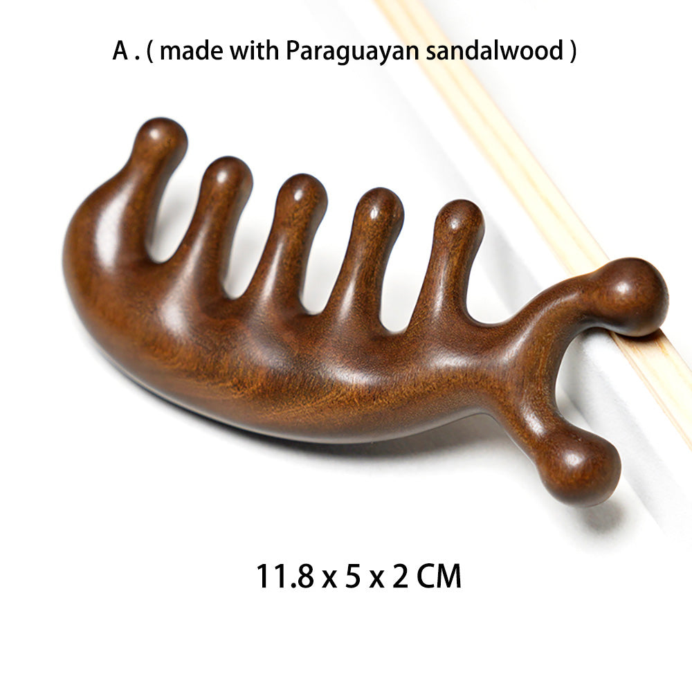 Premium Green Sandalwood Massage & Scraping Comb for Health Hair Therapy