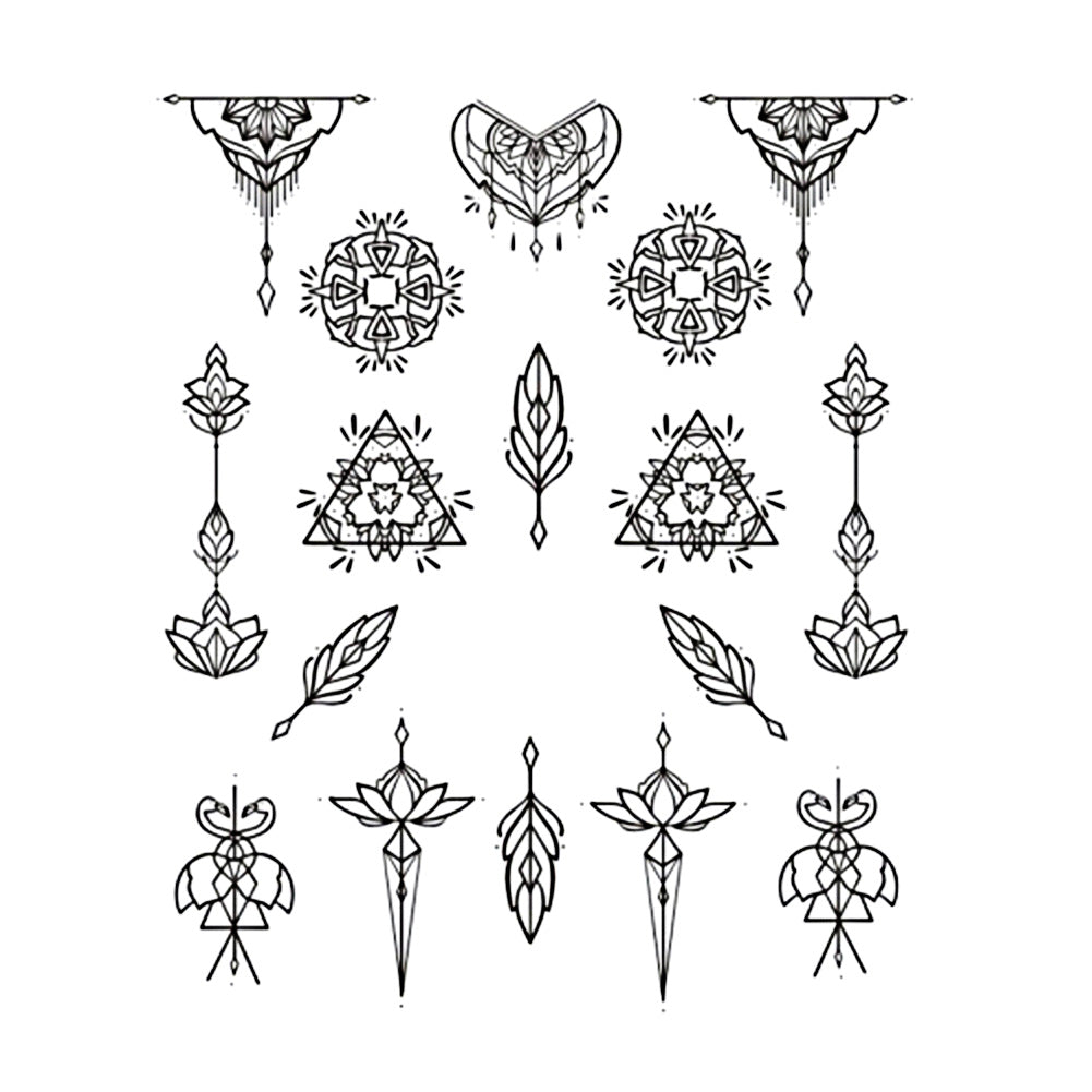 Simple Black Jewelry Flower Water Decals Transfer Nail Art Stickers