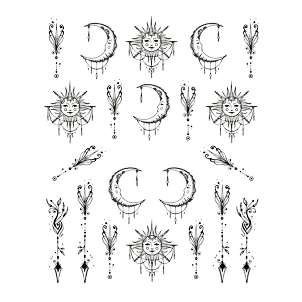 Simple Black Jewelry Flower Water Decals Transfer Nail Art Stickers