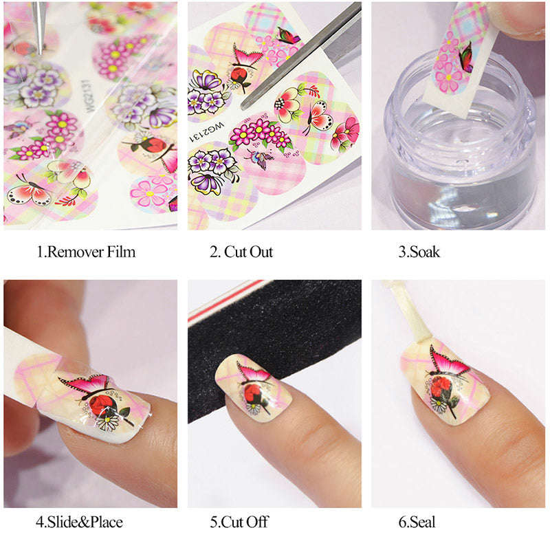 Simple Black Jewelry Flower Water Decals Transfer Nail Art Stickers