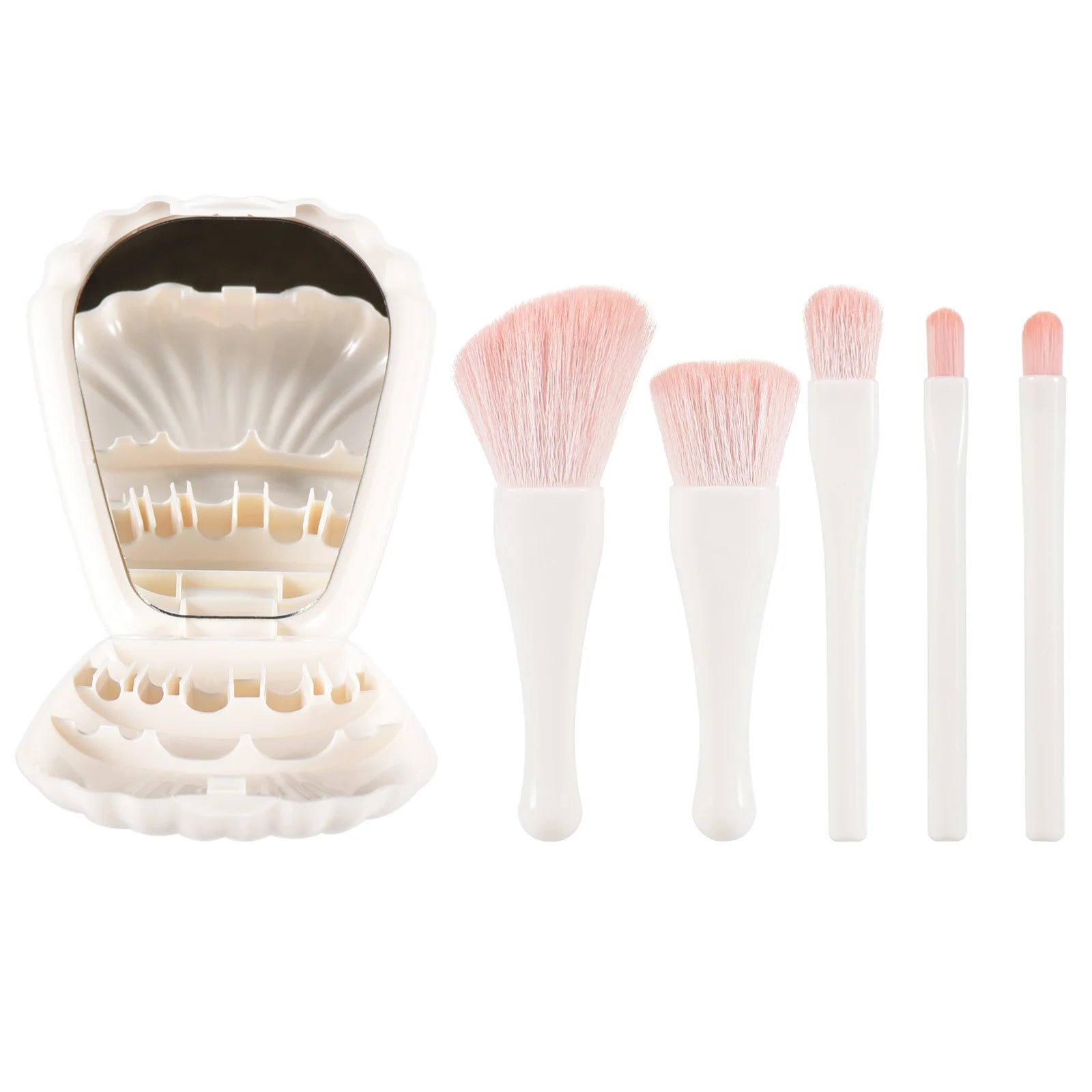 Mini Makeup Brushes Set with Mirror - Soft Fluffy Brushes for Foundation, Powder, Eyeshadow & Kabuki Blending