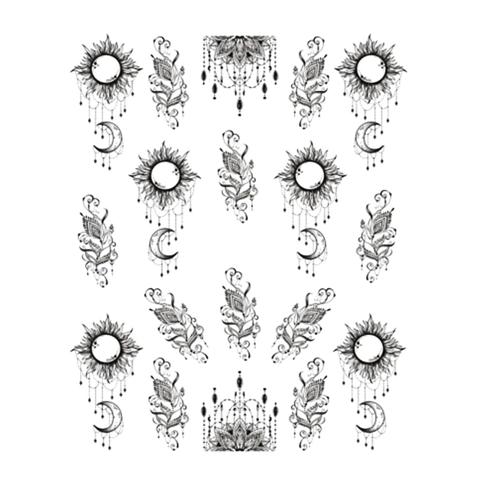 Simple Black Jewelry Flower Water Decals Transfer Nail Art Stickers