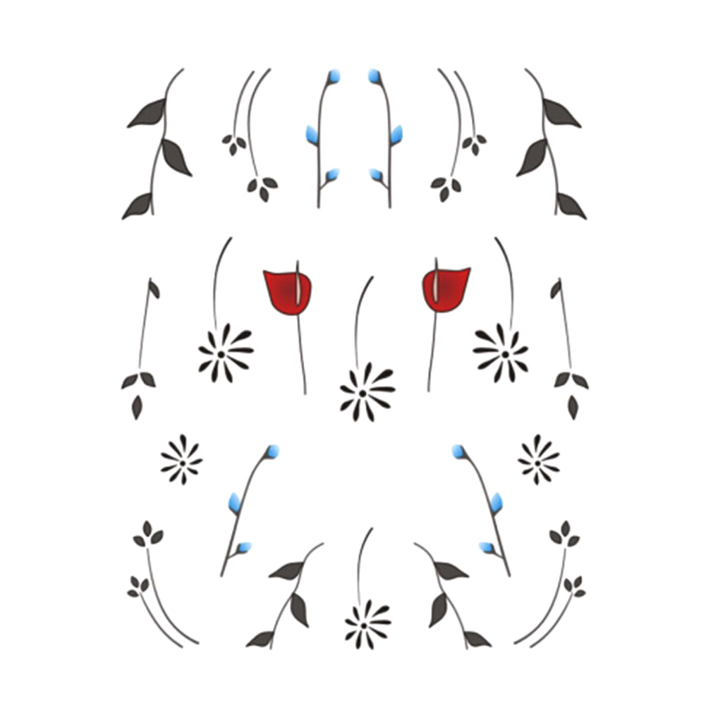 Simple Black Jewelry Flower Water Decals Transfer Nail Art Stickers