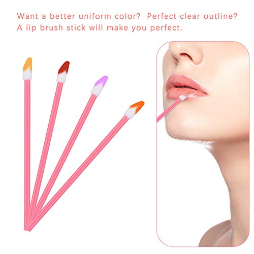 400PCS Disposable Pink Lip Brushes - Lip Gloss Applicator Wands for Makeup