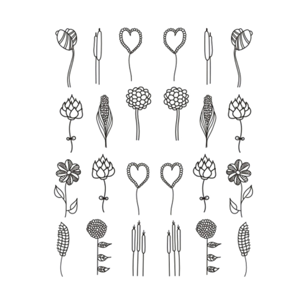 Simple Black Jewelry Flower Water Decals Transfer Nail Art Stickers