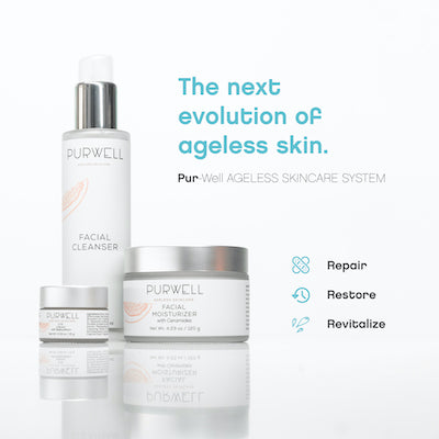 Pur-Well Living Ageless Skincare System (Facial Cleanser, Eye Cream, Moisturizer)