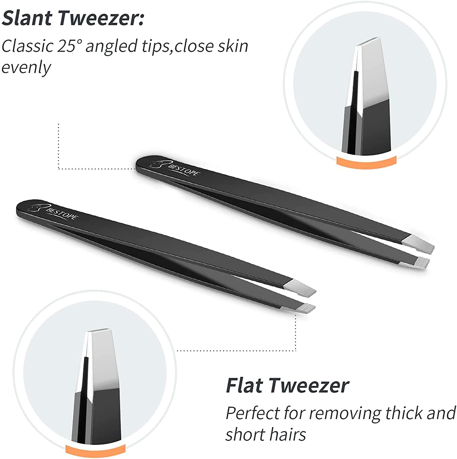 Professional Eyebrow Tweezers Set 6Pcs - Precision Plucking & Hair Removal Tool