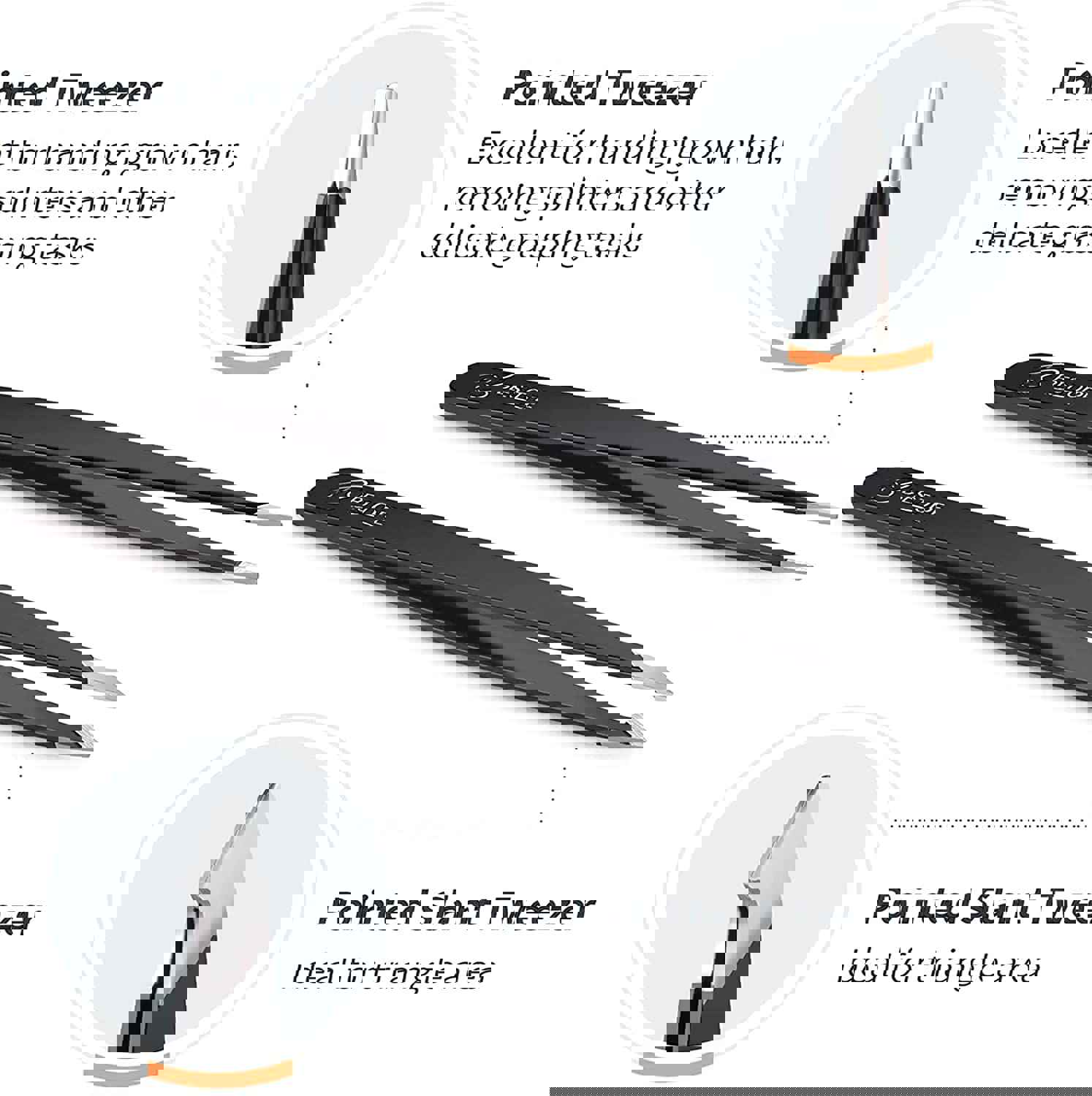 Professional Eyebrow Tweezers Set 6Pcs - Precision Plucking & Hair Removal Tool