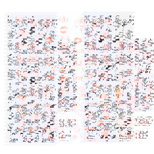 Qfdian Romantic Valentines Day 3D Love Rose Leopard Flower Laser Nail Stickers