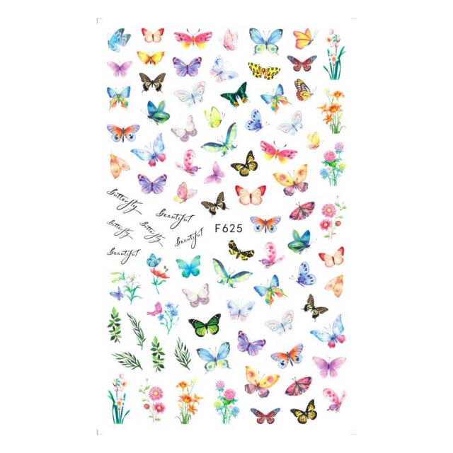 Qfdian Romantic Valentines Day 3D Love Rose Leopard Flower Laser Nail Stickers