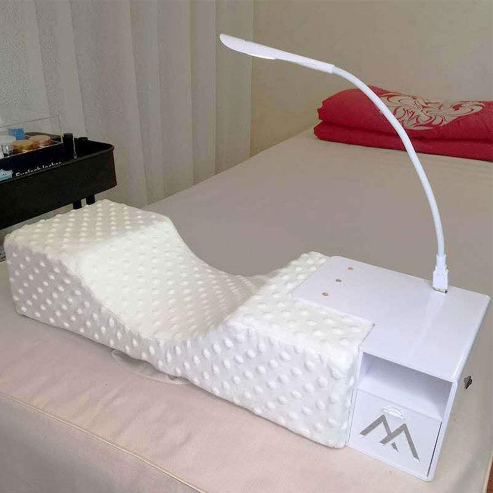 Eyelash Extension Set with Detachable U-Shaped Memory Foam Pillow, Acrylic Shelf, and Adjustable USB LED Light
