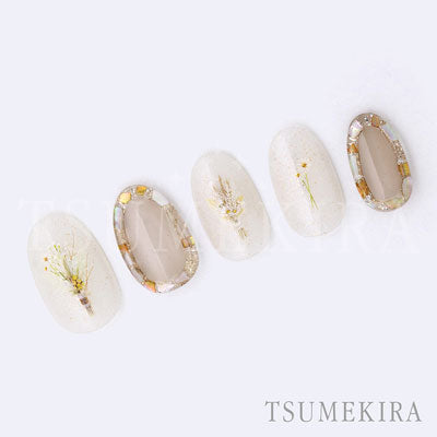 Tsumekira SAKI CHIBA White Swag NN-SAK-103 Dried Flower Design Nail Stickers