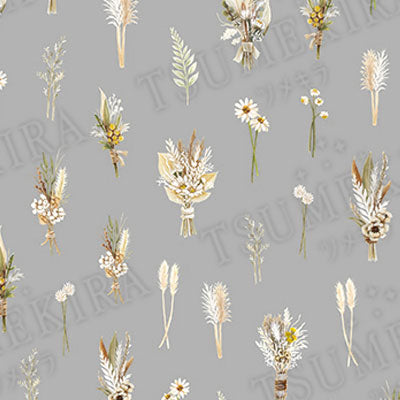 Tsumekira SAKI CHIBA White Swag NN-SAK-103 Dried Flower Design Nail Stickers