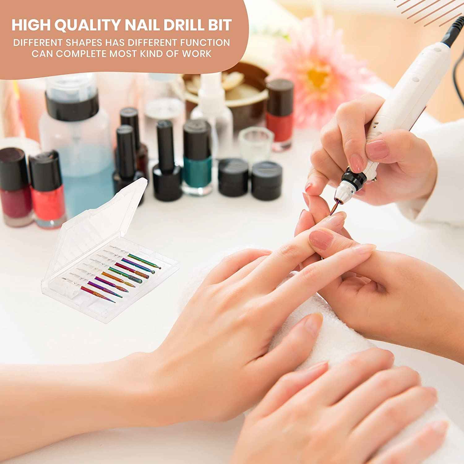 Boxgrove 8Pcs Multicolor Nail Drill Bits Set - Professional Manicure & Pedicure Tools