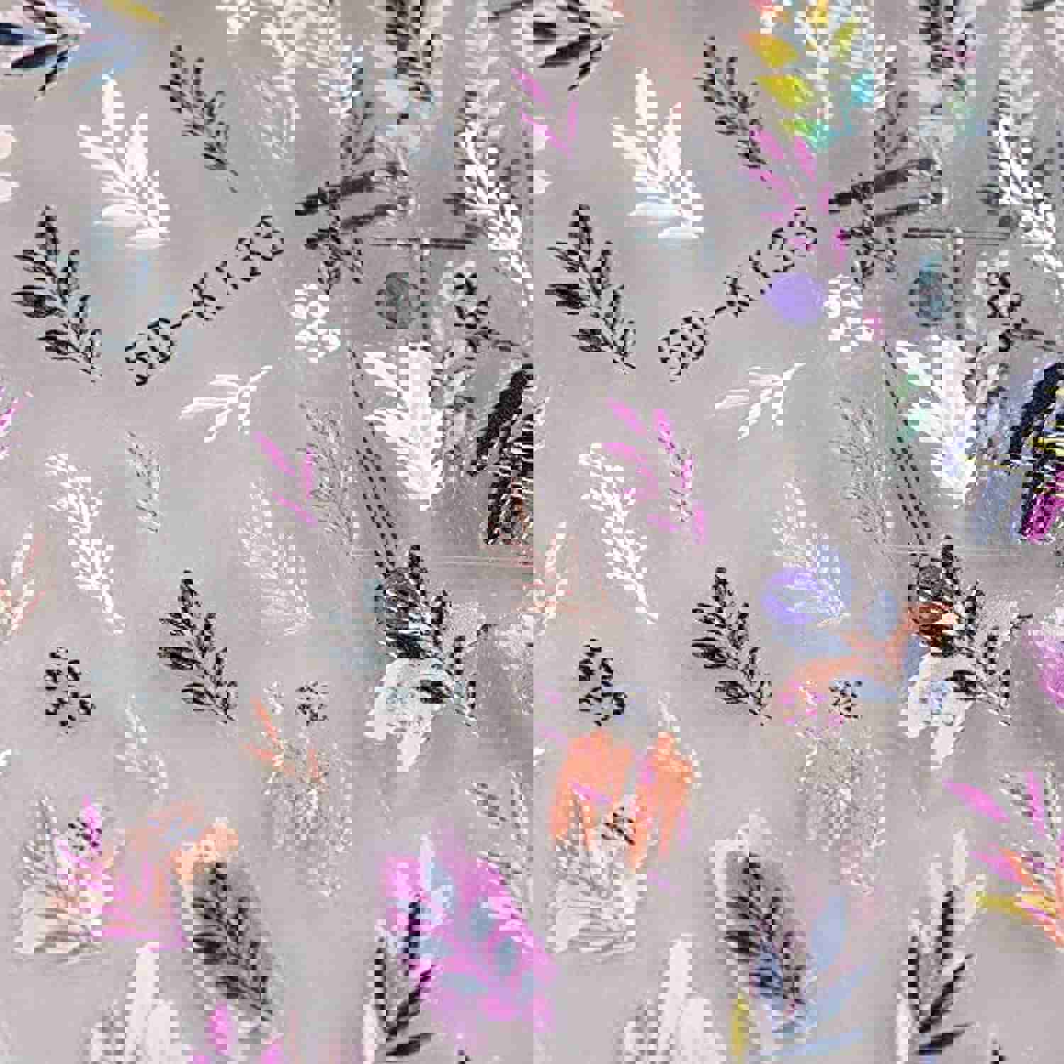 5D Exquisite Embossed Leaves Nail Art Stickers - 4 Sheets (White, Black, Purple, Pink, Foliage Design)