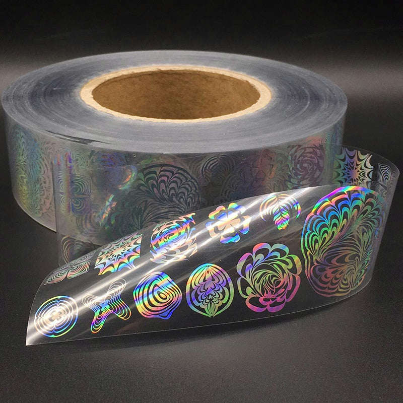 Laser Silver Flower Nail Film Full Cover Nail Sticker