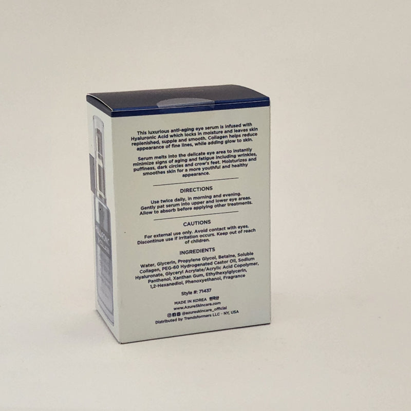 Azure Hyaluronic Collagen Anti-Aging Eye Serum for Hydration and Wrinkle Reduction