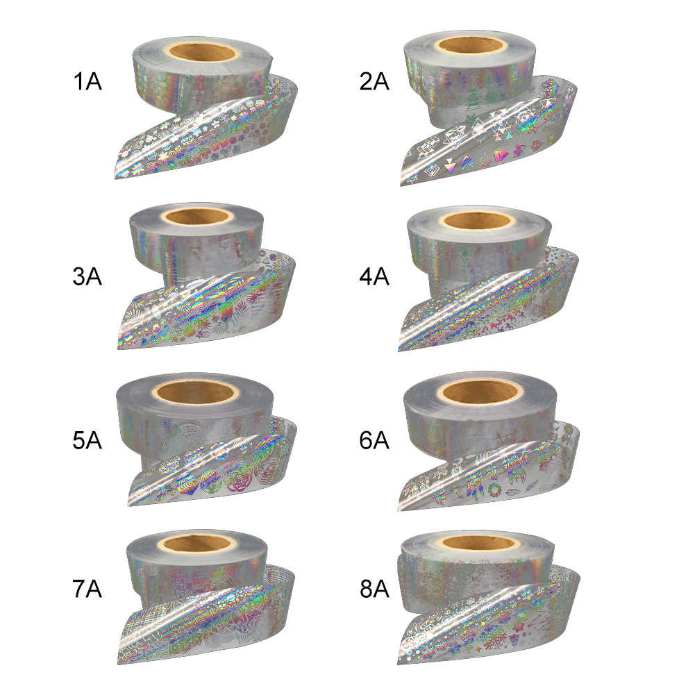 Laser Silver Flower Nail Film Full Cover Nail Sticker