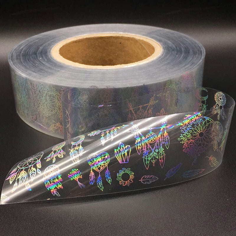 Laser Silver Flower Nail Film Full Cover Nail Sticker