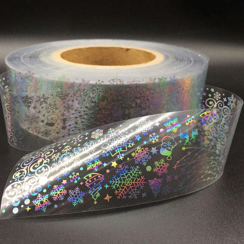 Laser Silver Flower Nail Film Full Cover Nail Sticker