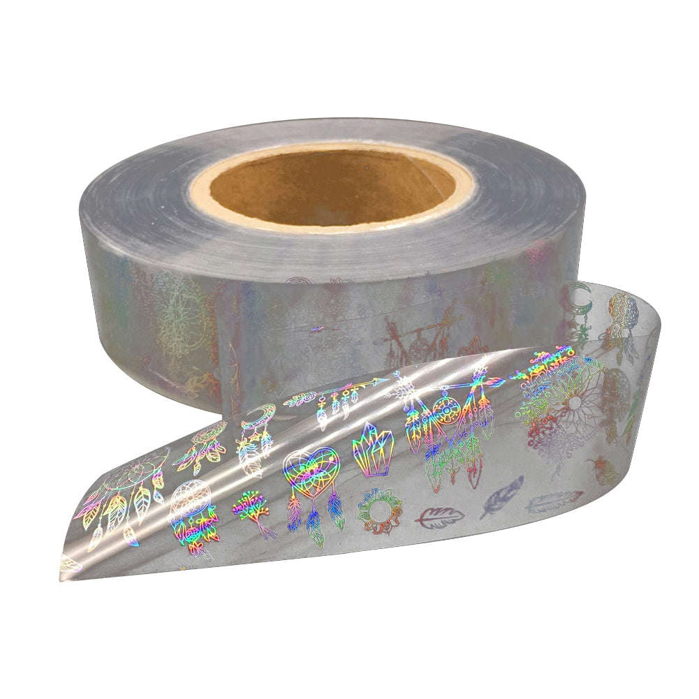 Laser Silver Flower Nail Film Full Cover Nail Sticker