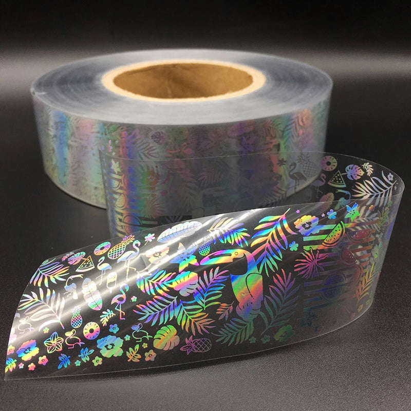 Laser Silver Flower Nail Film Full Cover Nail Sticker