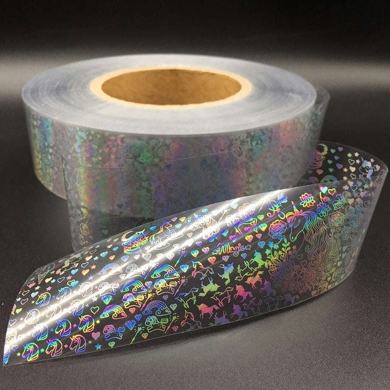 Laser Silver Flower Nail Film Full Cover Nail Sticker