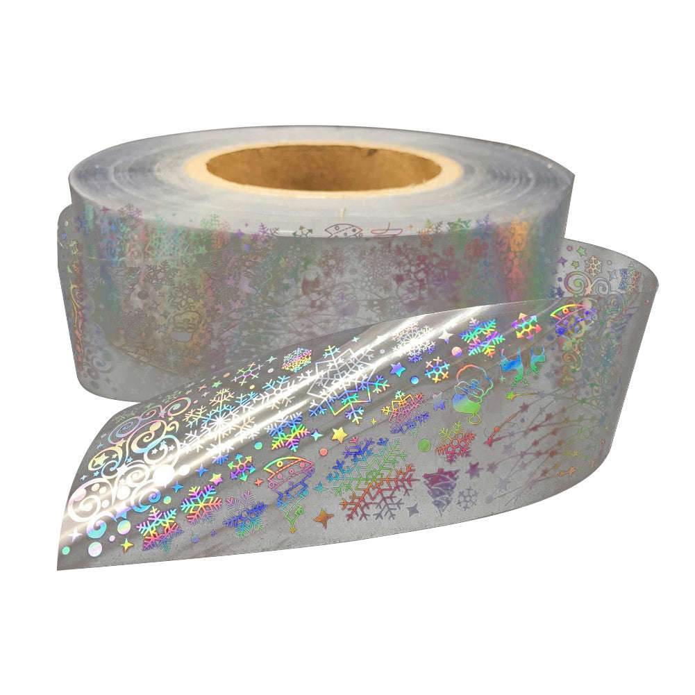 Laser Silver Flower Nail Film Full Cover Nail Sticker