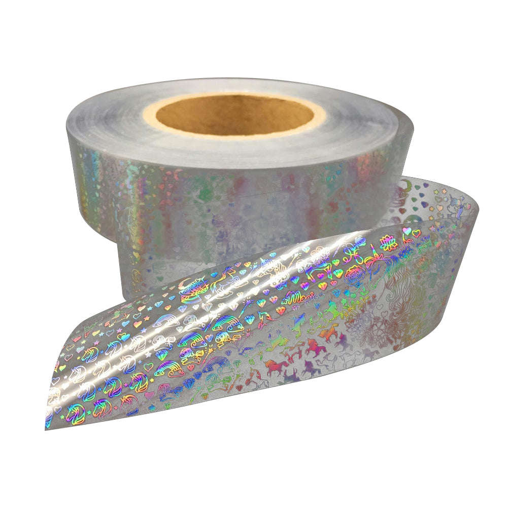 Laser Silver Flower Nail Film Full Cover Nail Sticker