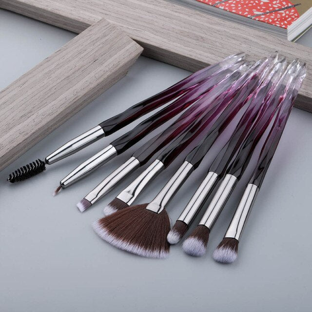8pcs Diamond Fan Eye Makeup Brushes Set - Professional Cosmetic Brush Kit