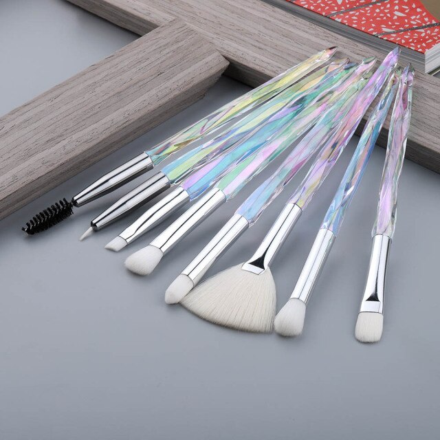 8pcs Diamond Fan Eye Makeup Brushes Set - Professional Cosmetic Brush Kit