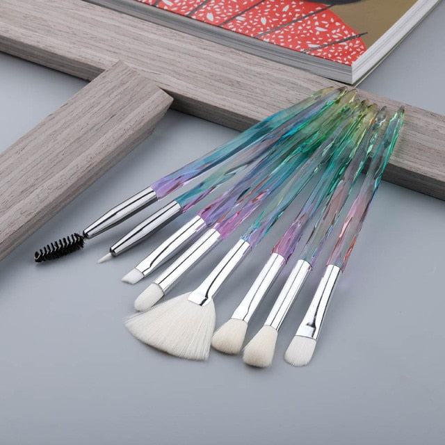 8pcs Diamond Fan Eye Makeup Brushes Set - Professional Cosmetic Brush Kit