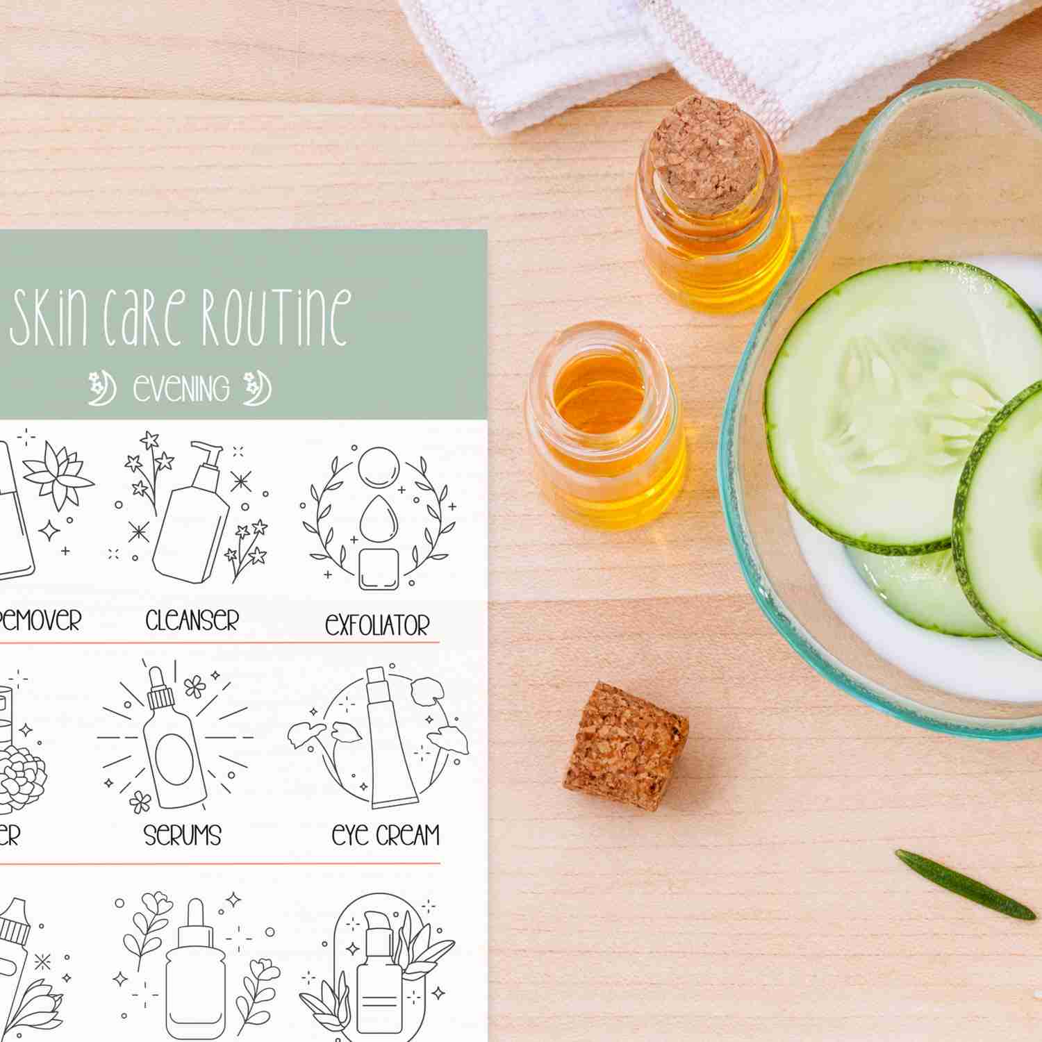 Evening Skincare Routine Habit Tracker Sticky Notes