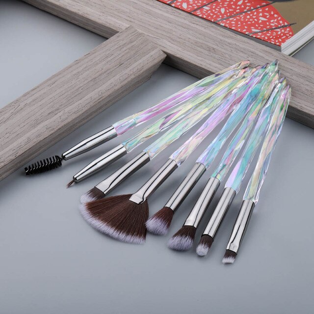 8pcs Diamond Fan Eye Makeup Brushes Set - Professional Cosmetic Brush Kit