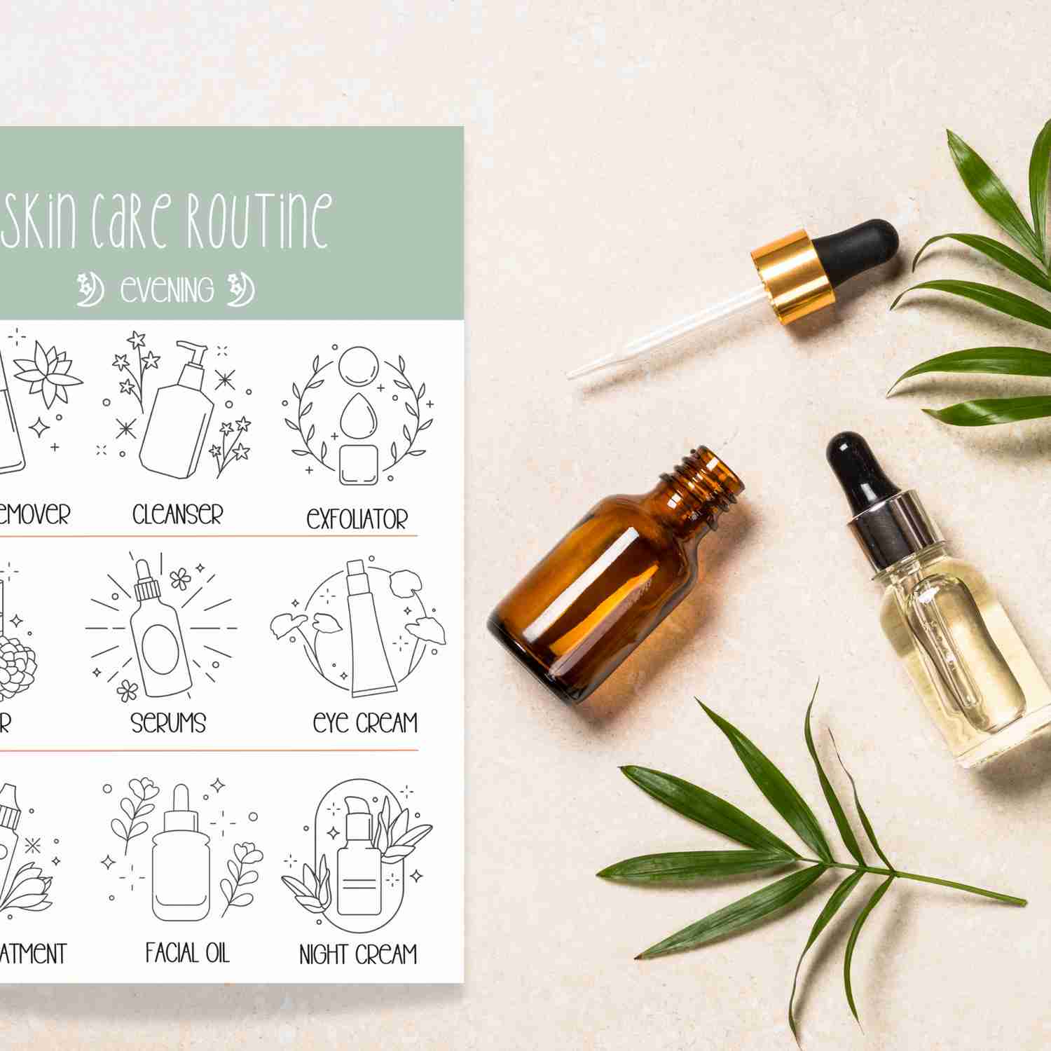 Evening Skincare Routine Habit Tracker Sticky Notes