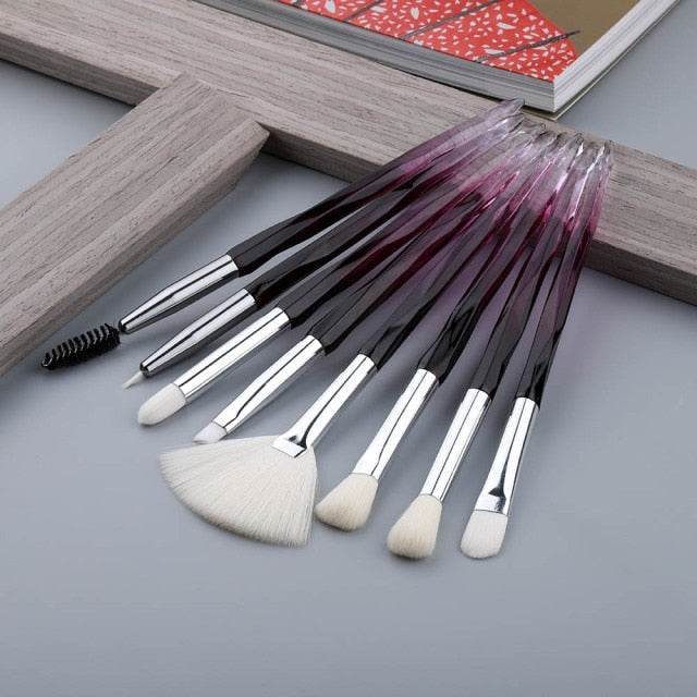 8pcs Diamond Fan Eye Makeup Brushes Set - Professional Cosmetic Brush Kit