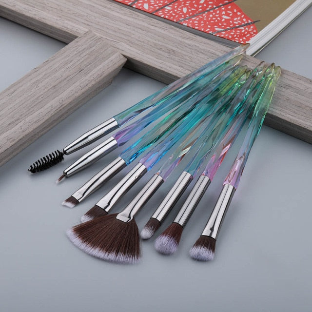 8pcs Diamond Fan Eye Makeup Brushes Set - Professional Cosmetic Brush Kit