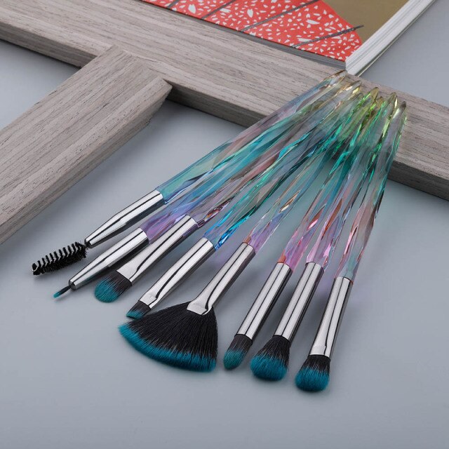 8pcs Diamond Fan Eye Makeup Brushes Set - Professional Cosmetic Brush Kit