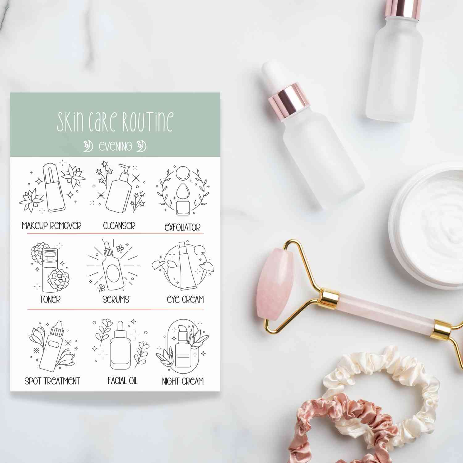 Evening Skincare Routine Habit Tracker Sticky Notes