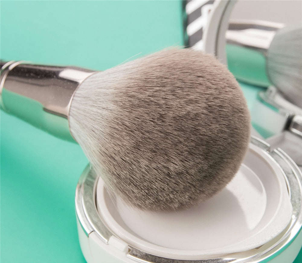 14pcs Professional Green Makeup Brushes Set - Soft Synthetic Hair for Flawless Makeup Application