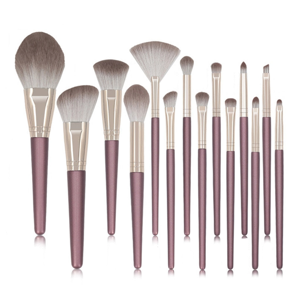 14pcs Professional Green Makeup Brushes Set - Soft Synthetic Hair for Flawless Makeup Application
