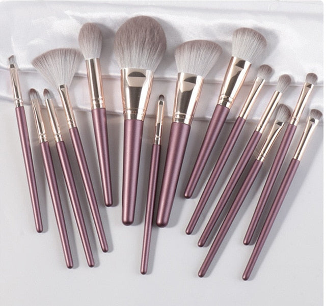 14pcs Professional Green Makeup Brushes Set - Soft Synthetic Hair for Flawless Makeup Application
