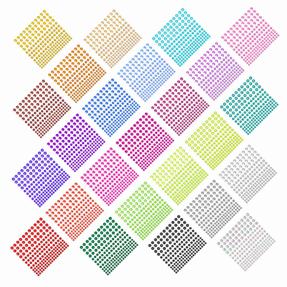 Nicpro Self-Adhesive Rhinestone Stickers - 4125 Pieces in 25 Colors & 3 Sizes for Nail, Crafts, Festival, and Makeup
