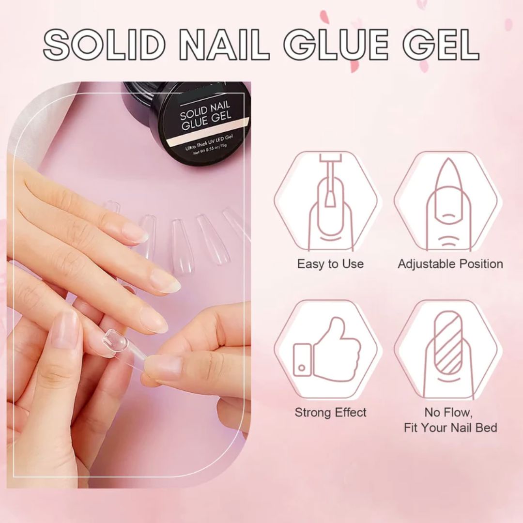 Gel Nails Glue For Press On Nails and Nails Stickers - No Bubbles, Strong Hold