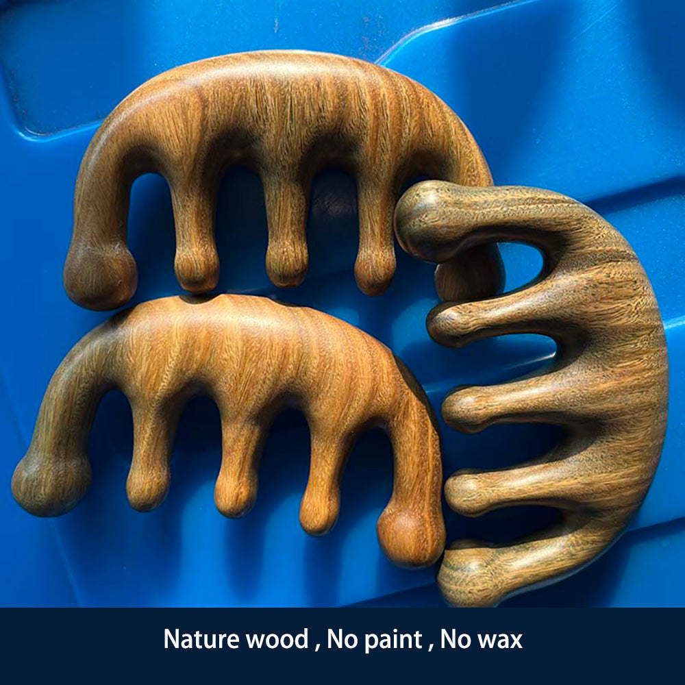 Premium Green Sandalwood Massage & Scraping Comb for Health Hair Therapy